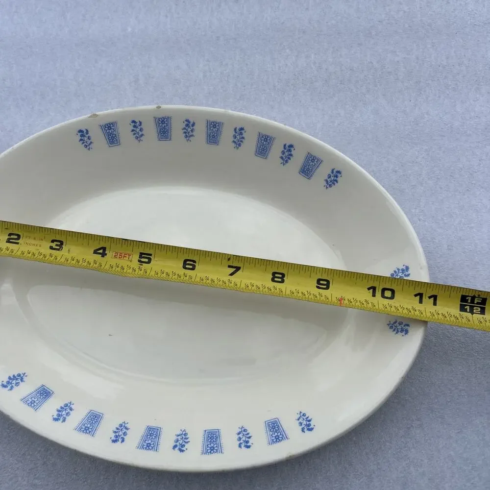 Oxford Brazil Platter Vintage Restaurant Ware 2830-1 Cream Blue 11” X 8.25” EUC